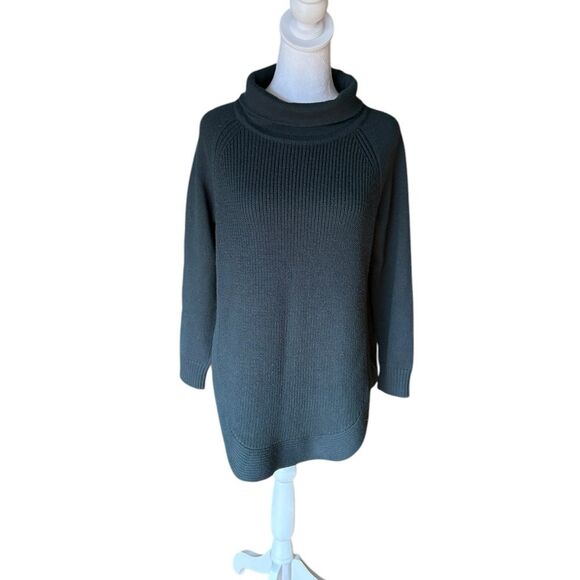 Athleta Ravine Tunic Sweater Wool Blend Long Sleeve Womens Small Dark Green - Picture 3 of 12